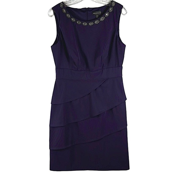 Connected Apparel embellished midi dress in PURPLE color Sz 12 - Picture 1 of 11